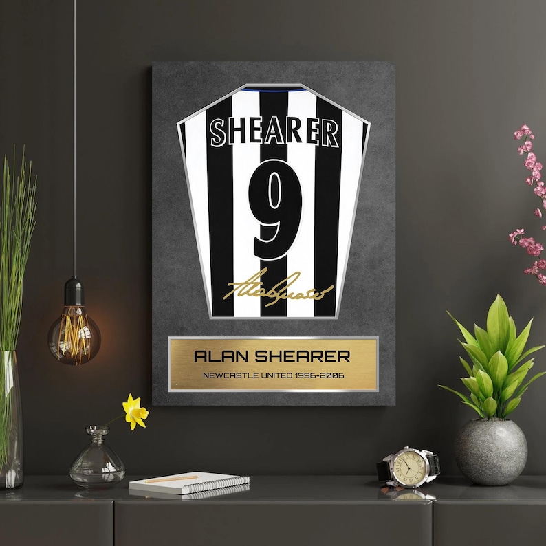 Alan Shearer Newcastle Shirt Display Framed - Autograph Print Football Memorabilia