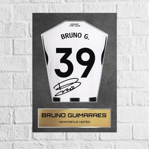 Bruno Guimaraes Newcastle Shirt Display Framed - Autograph Print Football Memorabilia