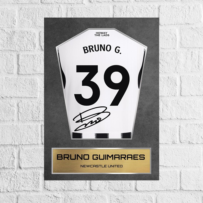 Bruno Guimaraes Newcastle Shirt Display Framed - Autograph Print Football Memorabilia