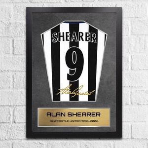 Alan Shearer Newcastle Shirt Display Framed - Autograph Print Football Memorabilia