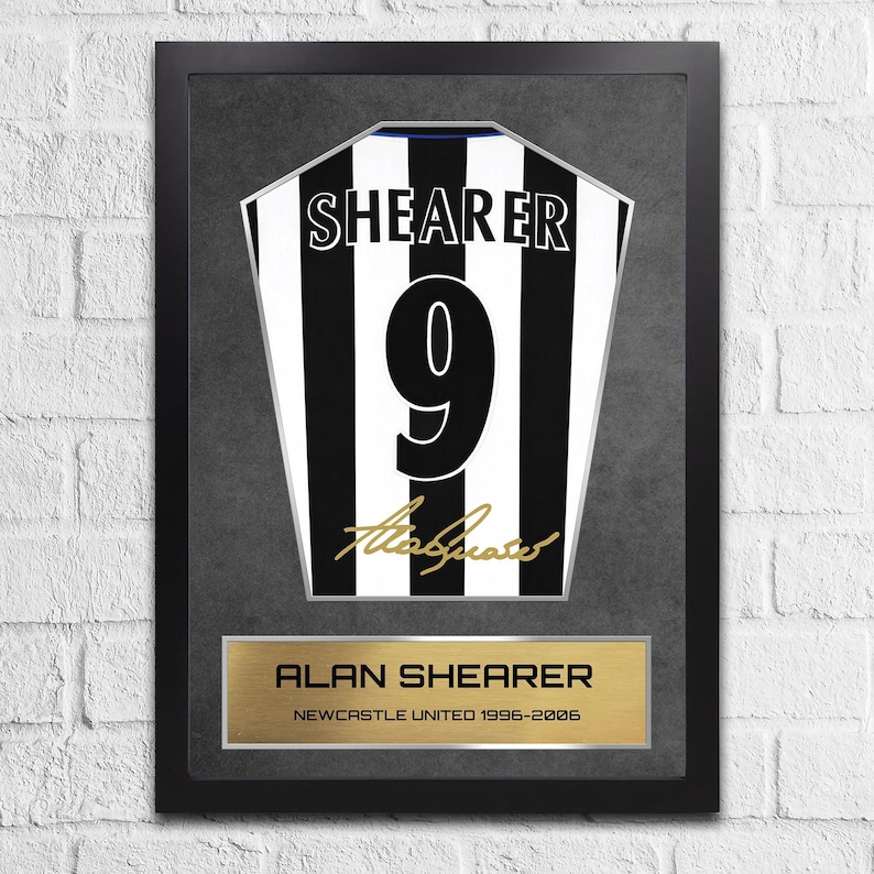 Alan Shearer Newcastle Shirt Display Framed - Autograph Print Football Memorabilia