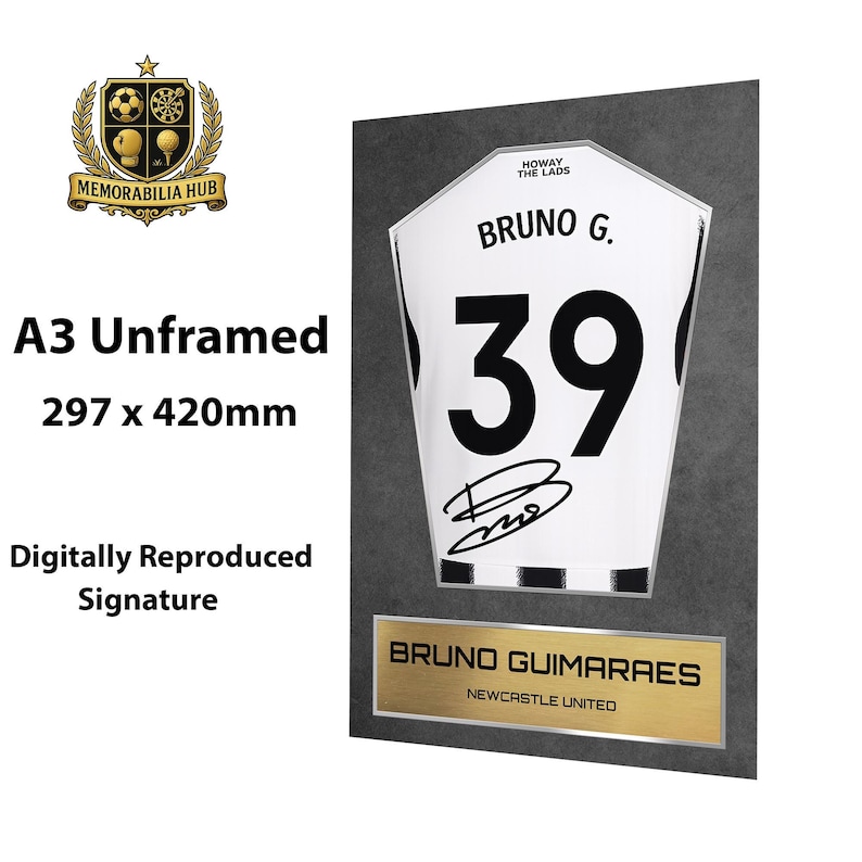 Bruno Guimaraes Newcastle Shirt Display Framed - Autograph Print Football Memorabilia