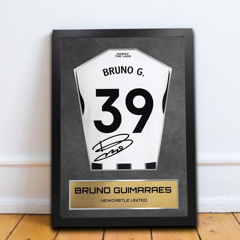 Bruno Guimaraes Newcastle Shirt Display Framed - Autograph Print Football Memorabilia