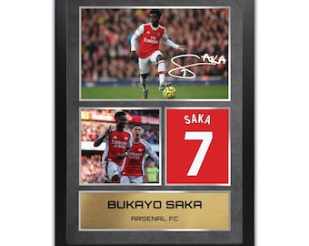 Saka Arsenal Signed Framed - Autograph Print Football Memorabilia