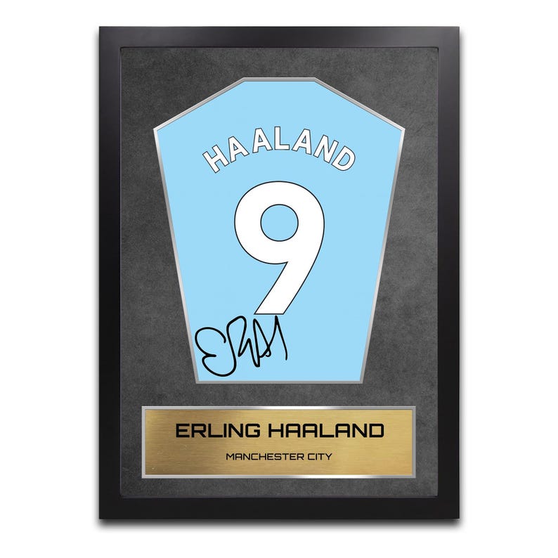 Erling Haaland Manchester City Shirt Display Framed - Autograph Print Football Memorabilia image 1