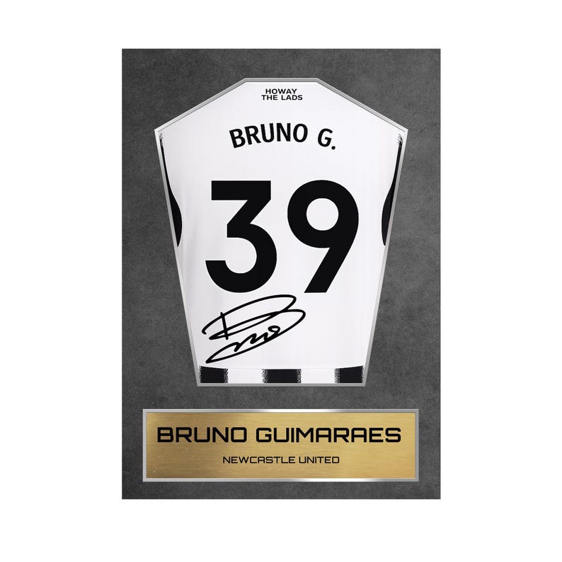 Bruno Guimaraes Newcastle Shirt Display Framed - Autograph Print Football Memorabilia