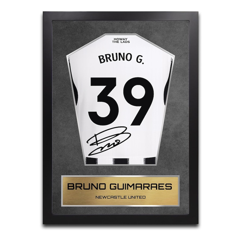 Bruno Guimaraes Newcastle Shirt Display Framed - Autograph Print Football Memorabilia