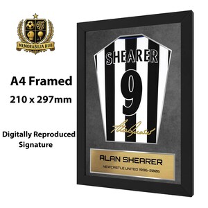 Alan Shearer Newcastle Shirt Display Framed - Autograph Print Football Memorabilia