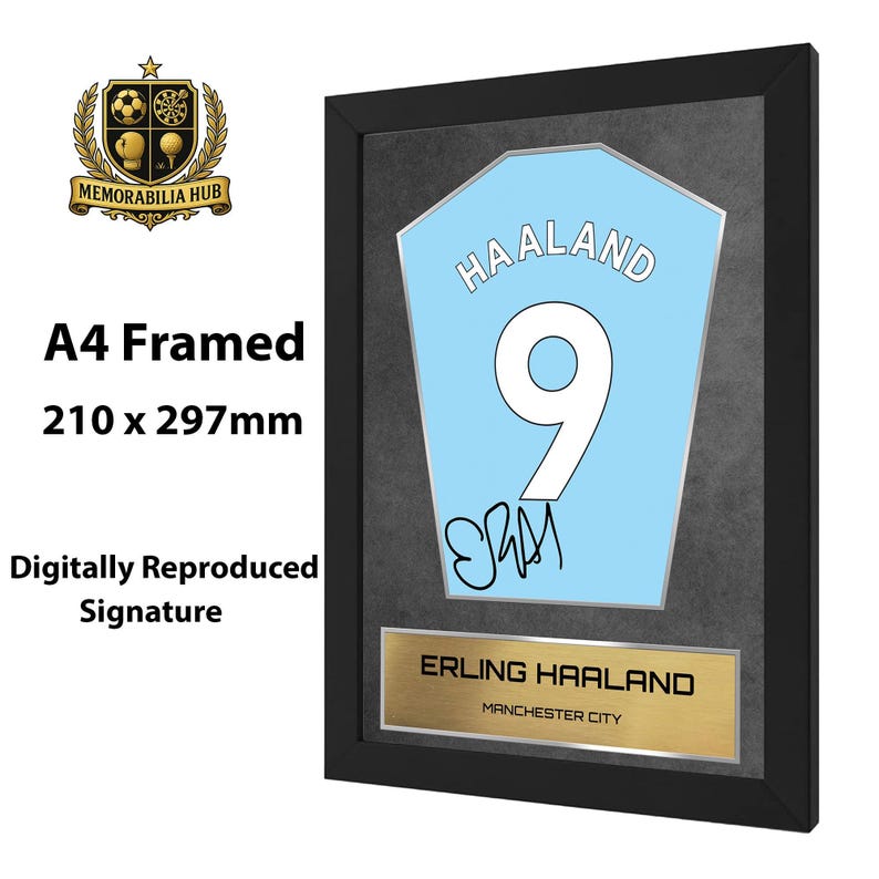Erling Haaland Manchester City Shirt Display Framed - Autograph Print Football Memorabilia image 5