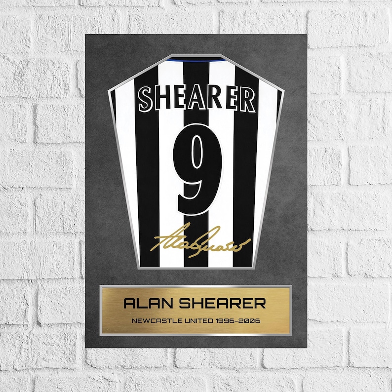 Alan Shearer Newcastle Shirt Display Framed - Autograph Print Football Memorabilia