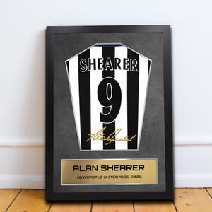 Alan Shearer Newcastle Shirt Display Framed - Autograph Print Football Memorabilia