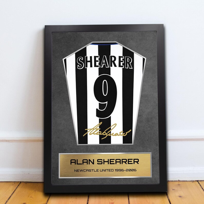 Alan Shearer Newcastle Shirt Display Framed - Autograph Print Football Memorabilia