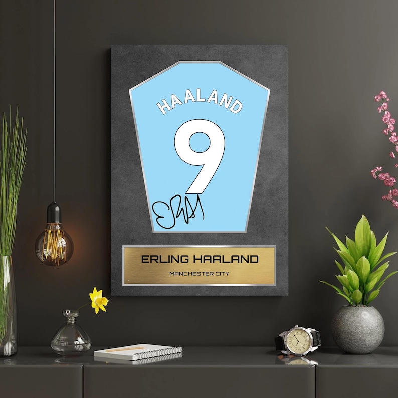 Erling Haaland Manchester City Shirt Display Framed - Autograph Print Football Memorabilia image 9