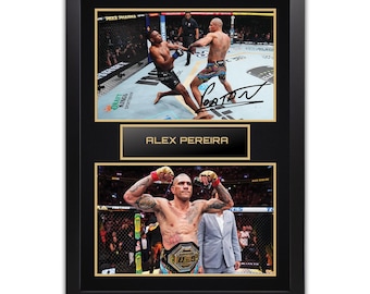 Alex Pereira MMA UFC Printed Autograph Memorabilia - Framed Gift