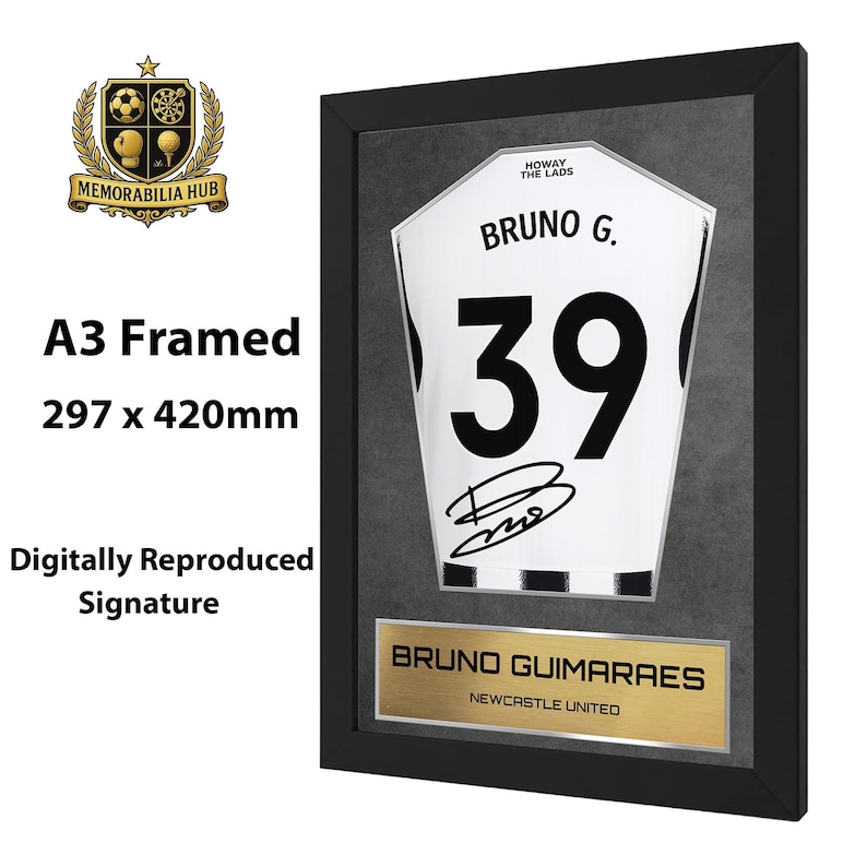 Bruno Guimaraes Newcastle Shirt Display Framed - Autograph Print Football Memorabilia