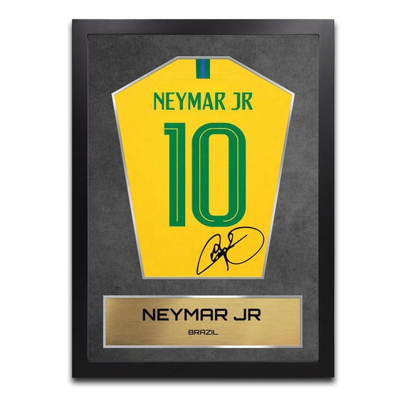 Neymar Jr Brazil Shirt Display Framed - Autograph Print Football