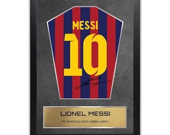 Lionel Messi Barcelona Shirt Display Framed - Autograph Print Football Memorabilia