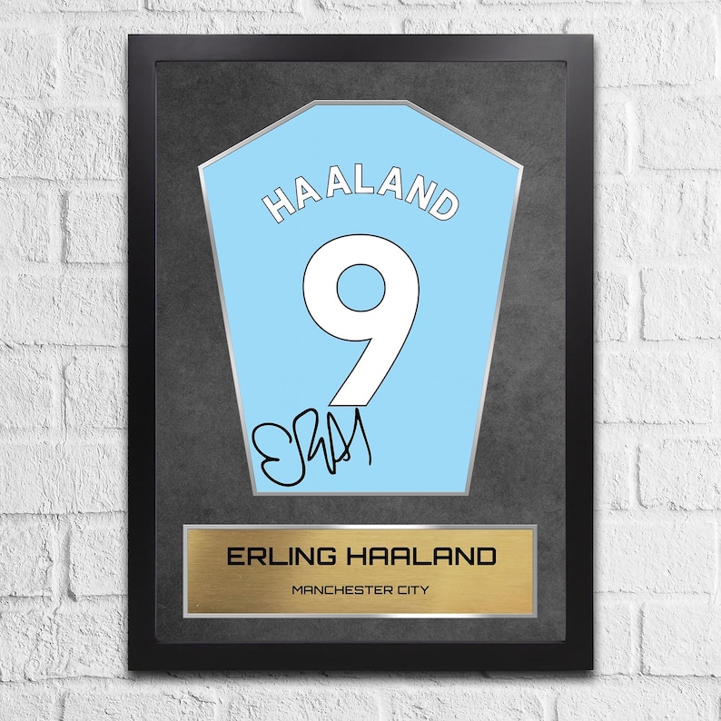 Erling Haaland Manchester City Shirt Display Framed - Autograph Print Football Memorabilia image 2