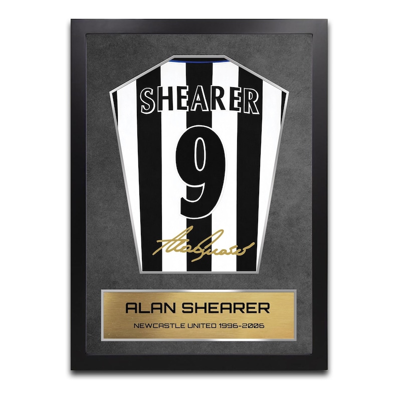 Alan Shearer Newcastle Shirt Display Framed - Autograph Print Football Memorabilia