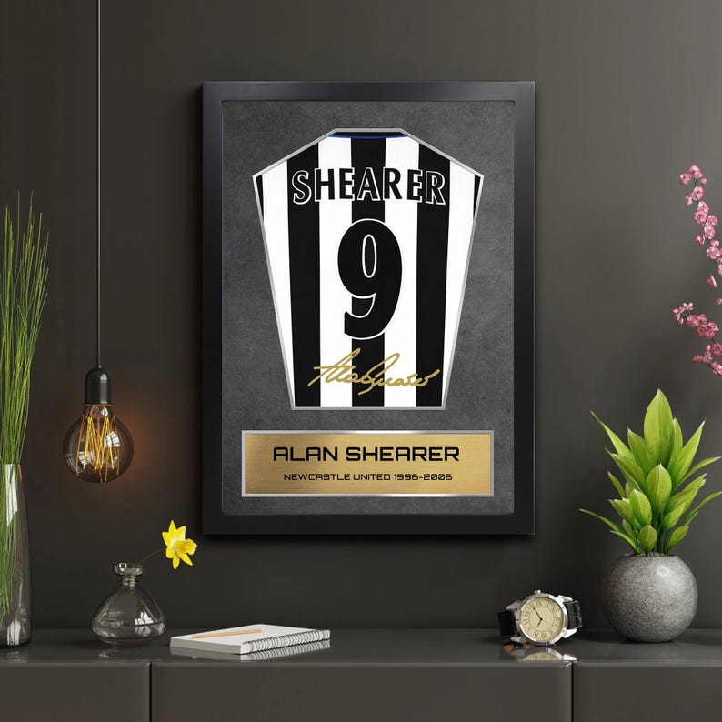 Alan Shearer Newcastle Shirt Display Framed - Autograph Print Football Memorabilia