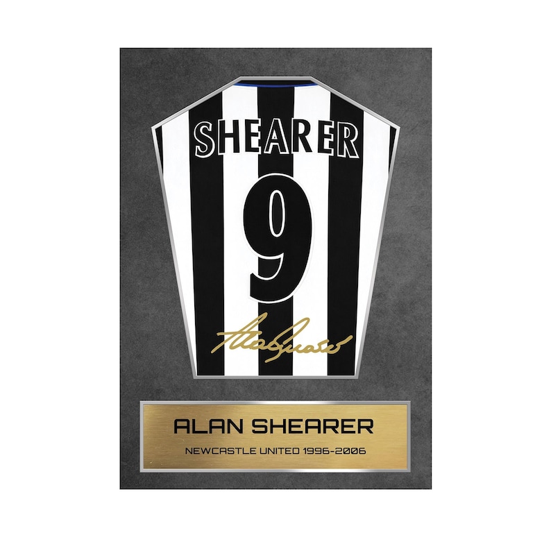 Alan Shearer Newcastle Shirt Display Framed - Autograph Print Football Memorabilia