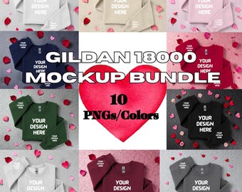 Modelbundel Gildan 18000-sweatshirt, gevouwen ronde hals plat, POD-productmodellen