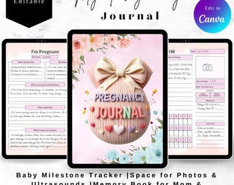 Digitale zwangerschapsplanner voor nieuwe moeder, zwangerschapsdagboek met hyperlinks voor GoodNotes, babyplannerprint, pasgeboren boek, eerste keer moedercadeau