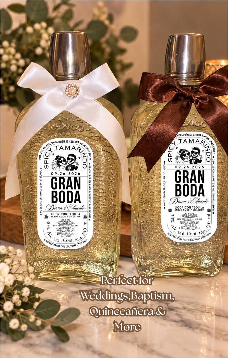 Property Label Sample Gran Malo Label Template 750ml, Editable Canva Wedding Bottle Label ...