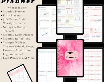 Alles-in-één digitale planner 2026 digitale planner, digitaal dagboek, sjabloon voor digitale goodnotes, wekelijks, dagelijkse planner, notability