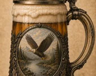 Eagle Beer Stein Wall Art, Rustic Cabin Printable, Lodge Bar Decor, 2:3 Digital Download