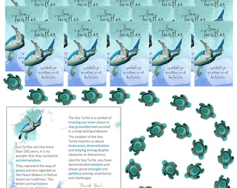 20 Bulk Gift Sets - Employee Mini Appreciation Greeting Cards and Keepsake Gift Sets - 60 Pcs - Turquoise Sea Turtles