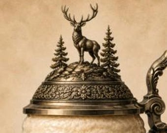 Deer Eagle Beer Stein Wall Art, Rustic Cabin Printable, Lodge Bar Decor, 2:3 Digital Download