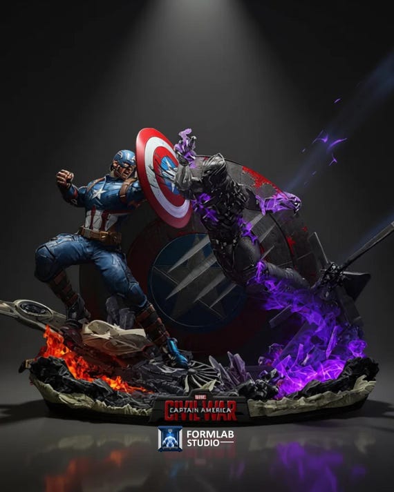 Captain America and Black Panther Inspired Battle Pose STL | 3D Print Files STL