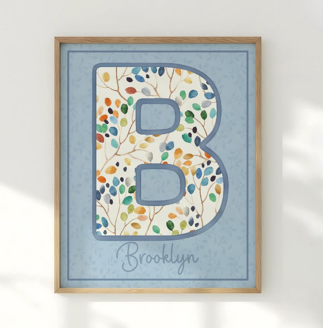 Floral Initial Nursery Print, Custom Name Sign (digital Download) - Etsy