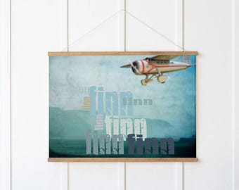 Personalized Vintage Airplane Print, Aviation Nursery Decor (Digital Download)