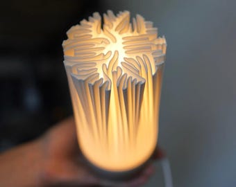 Table lamp – Organic sculpture lamp made from 3D printing – Modern LED table lamp for minimalist interiors
