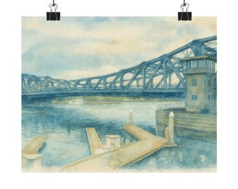 Park Street Bridge Watercolor Poster