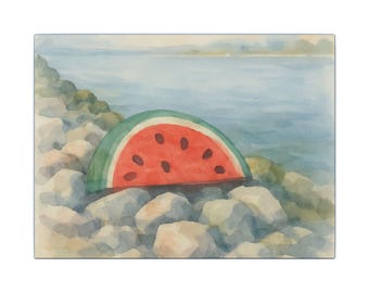 Watermelon Rock Watercolor Canvas