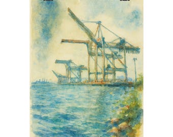 Oakland Port Watercolor Poster