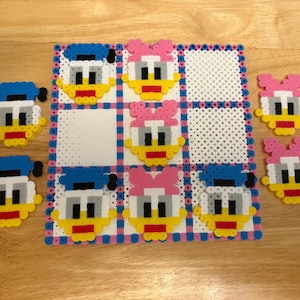 Donald and Daisy Duck Inspired Travel Tic Tac Toe Game Perler Beads