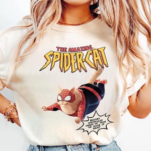 Comfort Colors Vintage 90s Spidercat-Punk Retro Comic Shirt, Retro The Amazing Spider Man Shirt, Spiderman Fan Gift, Spidery Shirt for Fan image 1