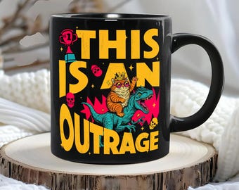 Taza de café "This Is An Outrage", de cerámica de 15 oz, con diseño de donut de princesa, ideal como regalo de Navidad para amantes de la ciencia ficción y los libros de fantasía.