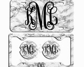 White Black Marble License Plate, Custom License Plate, Personalized Car Coaster,Cute Car Accessories,Personalized Front License Plate