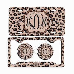 Leopard Cheetah License Plate Monogram Car Tag Animal Print Car Tag Personalized Plate Car Coaster