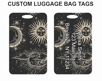 Zodiac Celestial Sun and Moon Luggage Tag Bag Backpack Tag
