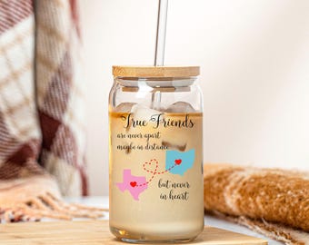 Long Distance Tumber, Best Friends Tumber, State To State Clear Tumbler, Long Distance Gift, BFF Gift, Gift For Friend, Friendship Mug