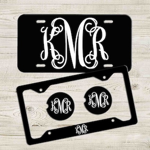 Black License Plate, Monogram Car Tag, Front License Plate Personalized Plate, Car Coaster, Car Accessories