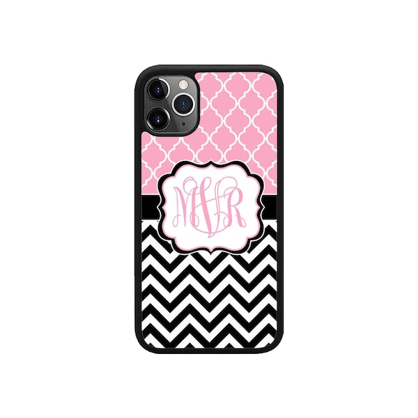 Pink Lattice Black Chevron Personalized iPhone 13 Pro Case iPhone 12 Case iPhone 13 Pro Case iPhone XR Case Pro Max iPhone Pro XS Max Case