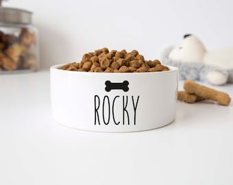 Unique Pet Dog Cat Food Bowl with Personalized Name – Handmade Ceramic Bowl for Mealtime