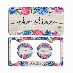Floral License Plate - Personalized Front License Plate - Monogrammed License Plate - Custom Car Accessories - Front Car Tag